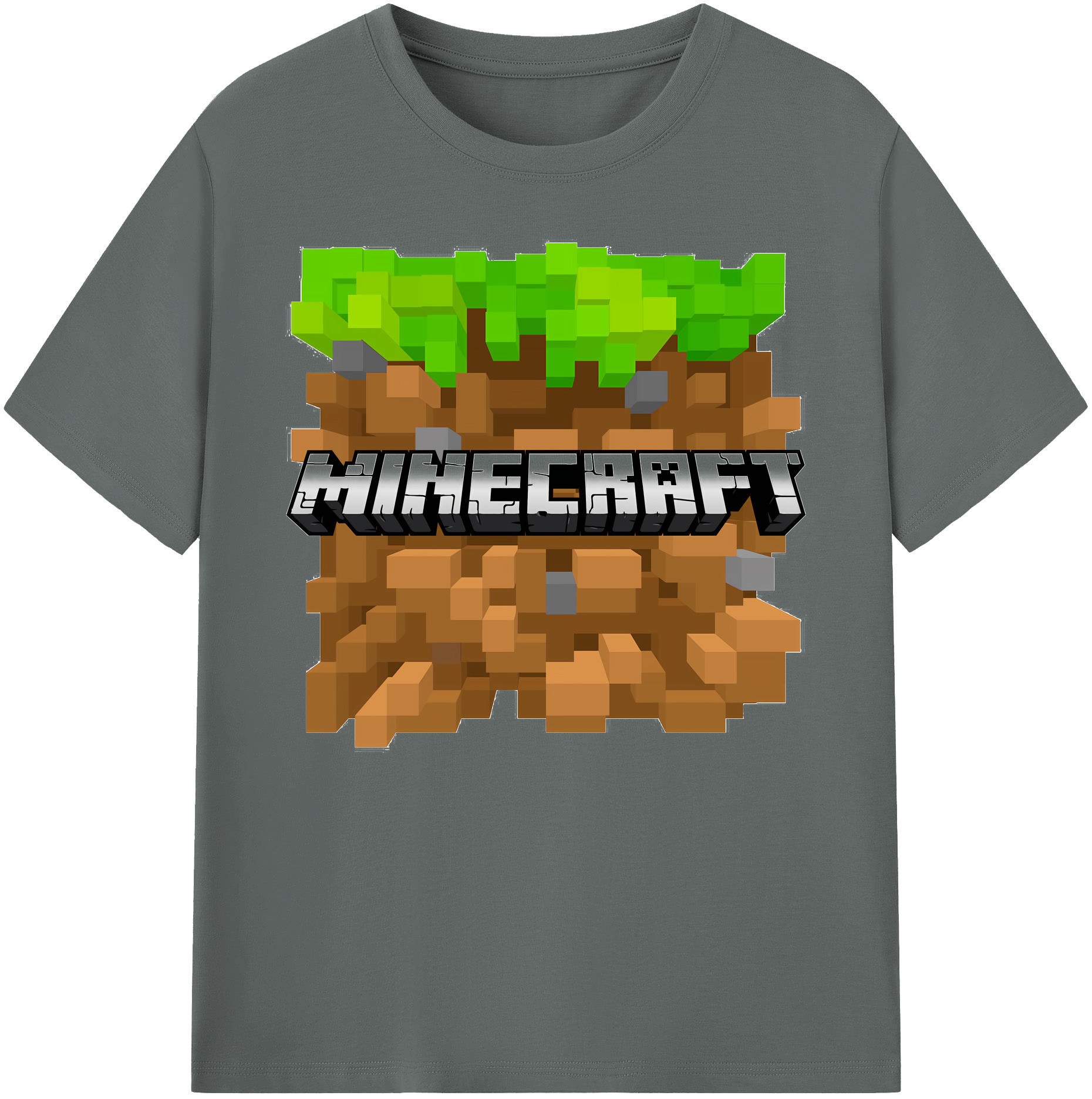 （画像用） マインクラフト ブロックの世界 Minecraft MC Block world 綿100％ メンズ半袖Tシャツ｜肌触りやわらか＆通気性